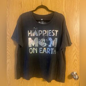 Disney Black Tee with Silver Print - Short Sleeve